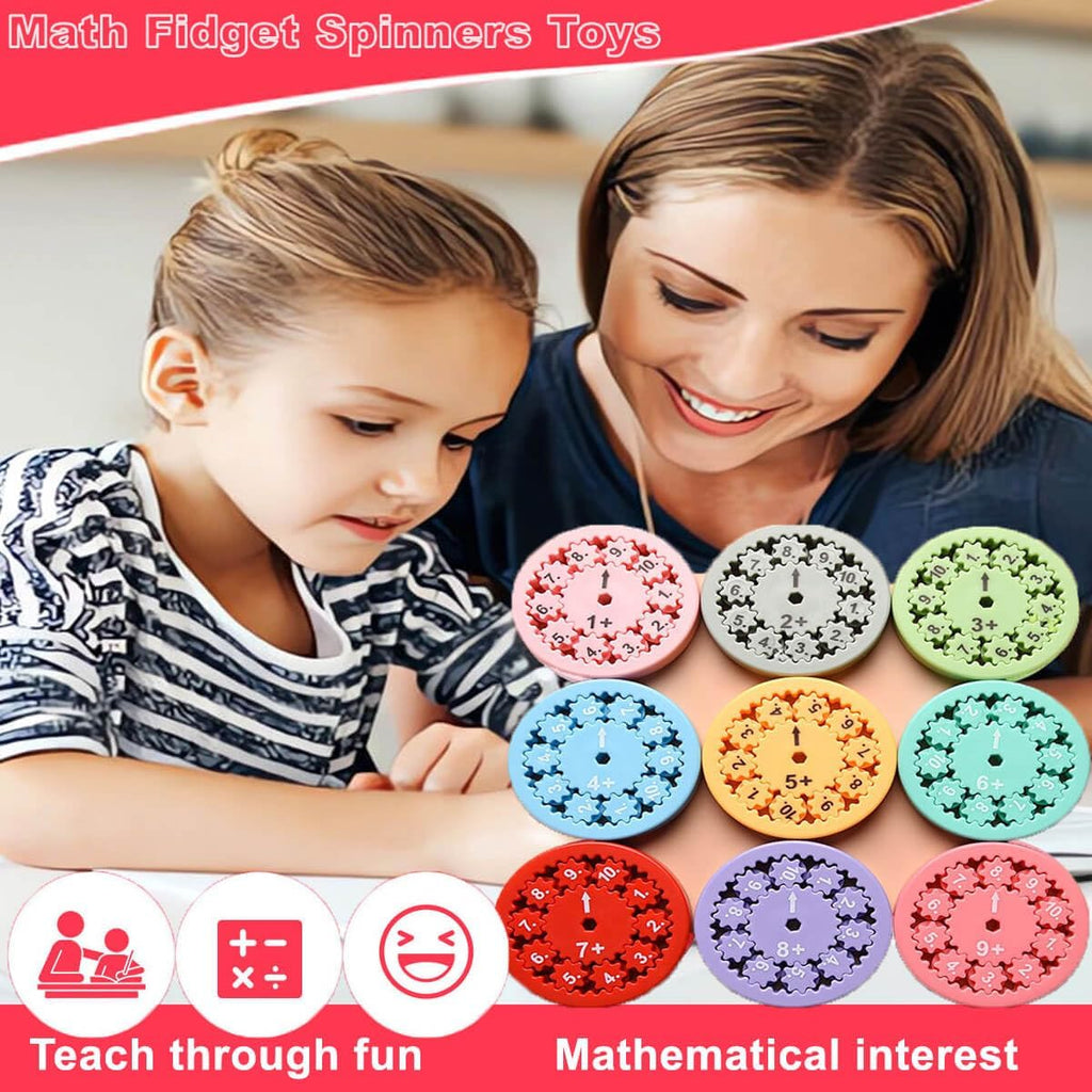 Math Fidget Spinner,Educational Math Fact Fidget Spinners - Learn Division & Multiplication -Math Learning & Education Toys Game (Add Or Subtract 9pcs)