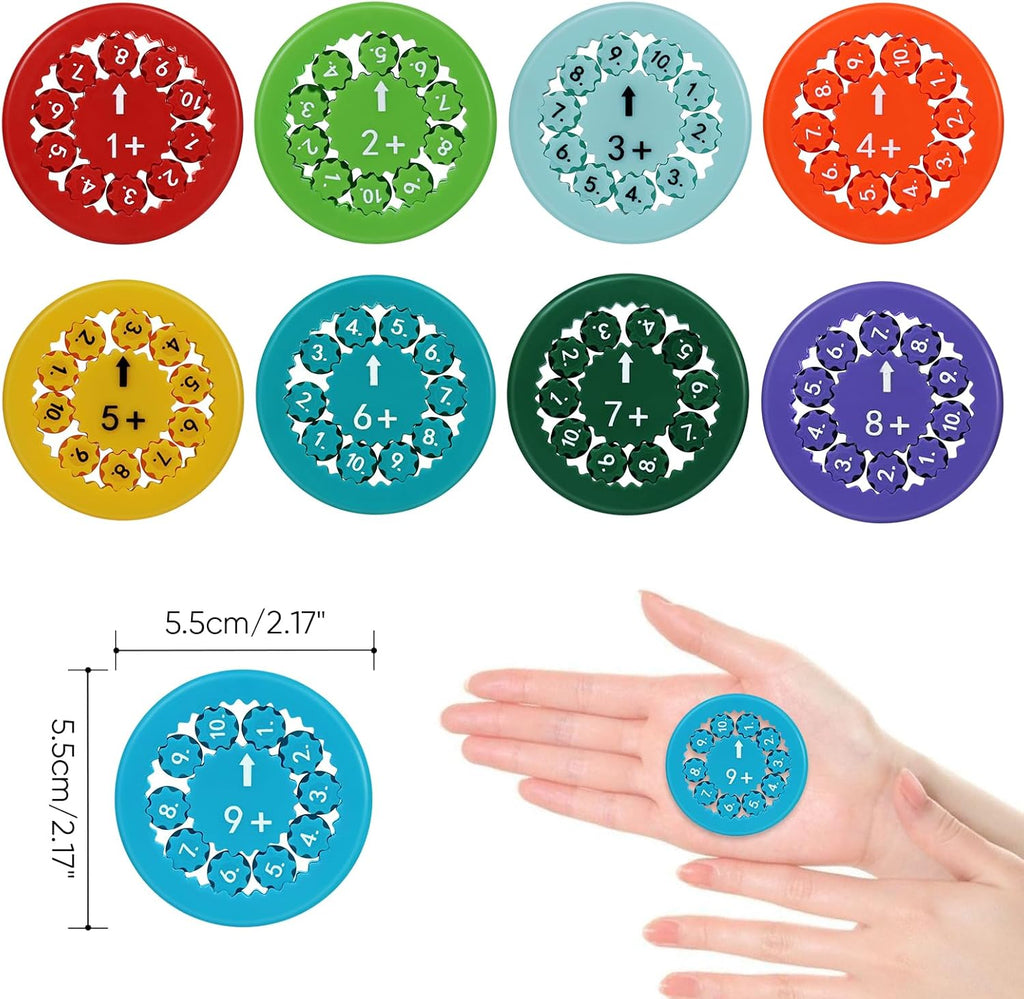 Math Fidget Spinners,Educational Math Fact Fidget Spinners,Stimmers&Fidgeters,Math Games Toy Gift for School-Age Kids，Kindergarten,Pupil,Preschool Children(9pcs Add and Subtract)