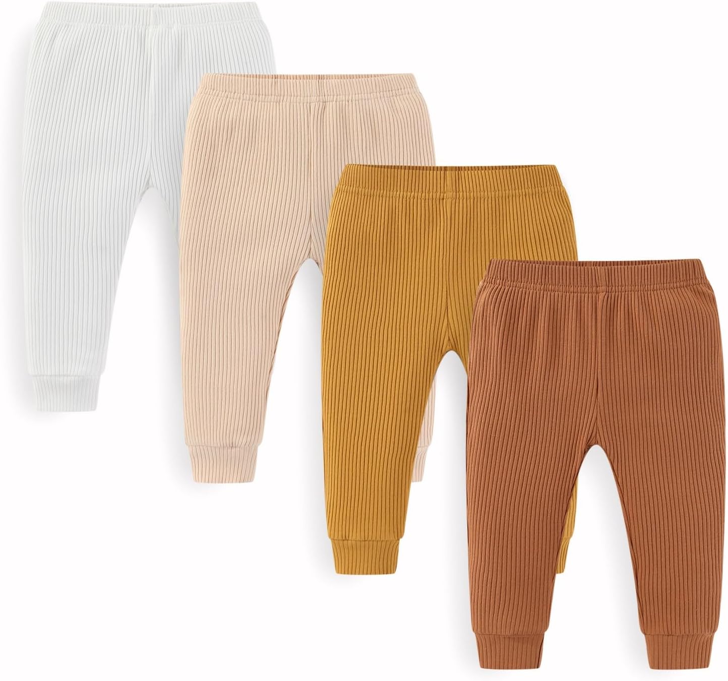 Unisex Baby Boy Girl Pants Sets Ribbed Soft Infants Bottoms Casual 4 Pack 0-24 Month Babies' Leggings