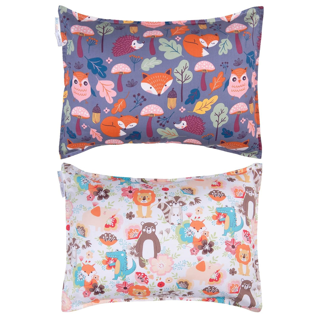 ALVABABY Toddler Pillowcases 2 Pack Organic Cotton Kids Pillow Cover Fit 13"x 18" or 12"x28" Envelope for Girl Boy Sleepy Travel