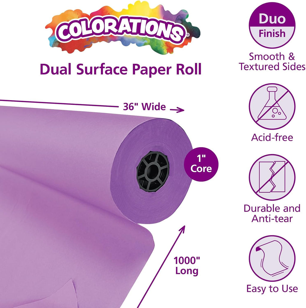 Colorations DSPU Dual Surface Paper Roll, Purple, 36" x 1000' (1 Roll)