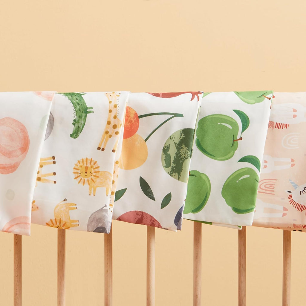 TILLYOU Toddler Pillowcases 13 x 18 Travel Pillow Case 2 Pack, Kids Pillowcases Machine Washable with Envelope Closure, Fruit Shadow & Orangish