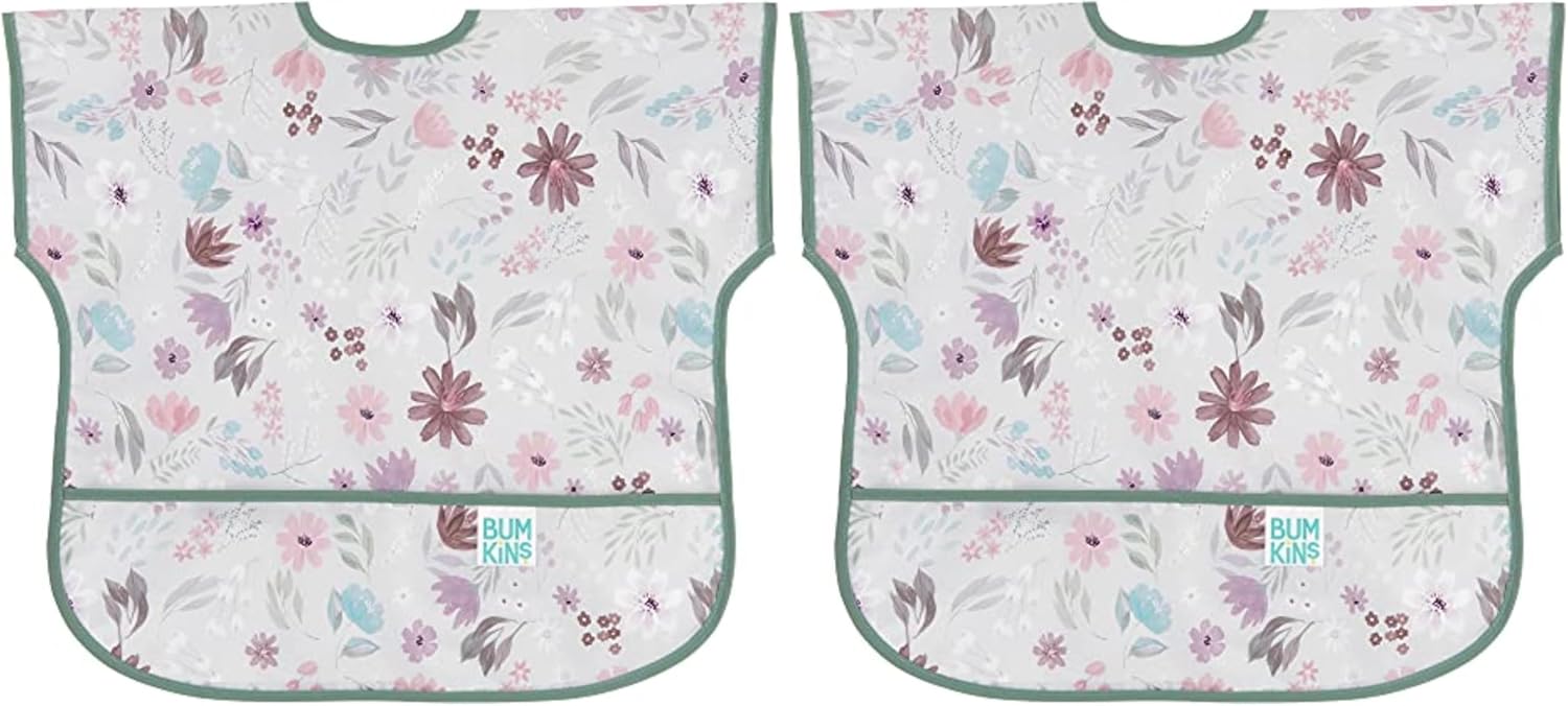 Bumkins Bibs - Toddler Bibs, Waterproof, Large for 1-3 Years, Short Sleeve
