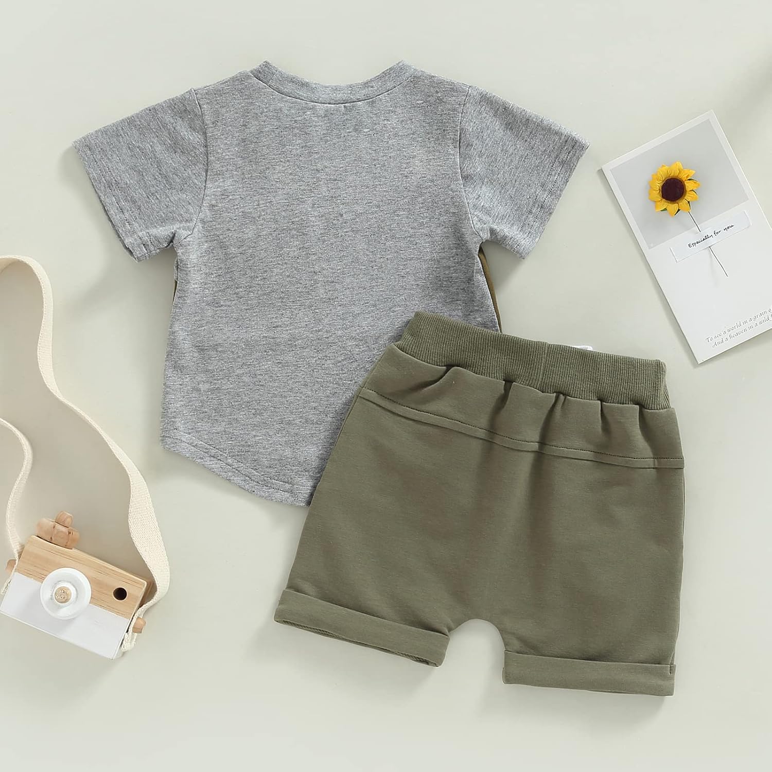 fhutpw Baby Toddler Boy Clothes Summer Outfits 6 12 18 24 Months Patchwork Short Sleeve T Shirt & Shorts Sets with Pockets