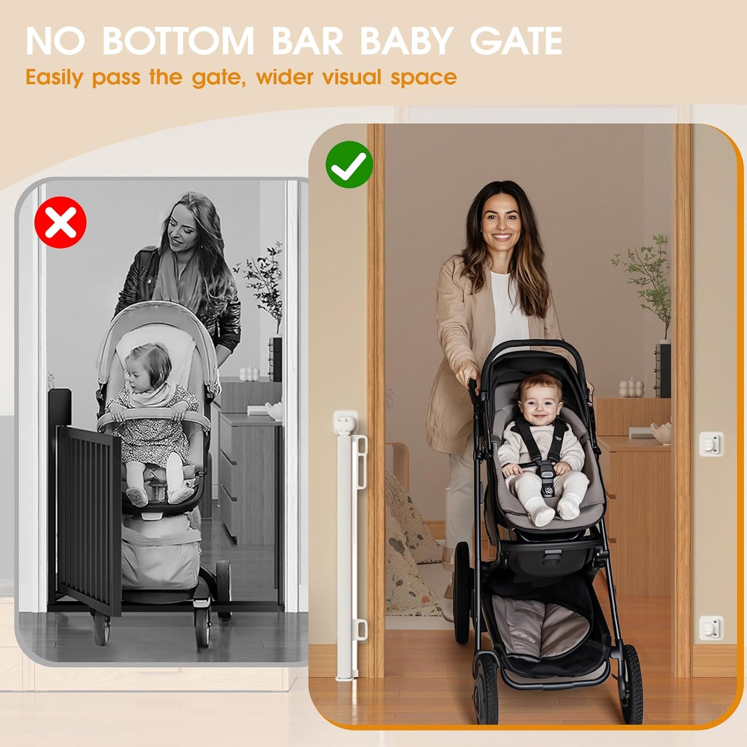 HOMEAL Retractable Baby Gate for Stairs & Doorways, Outdoor Indoor Retractable Mesh Gates for Baby and Pet, Extra Wide Safety Gate for Deck, Porch, Hallways, Patio(Sloth,Width Up to 55")