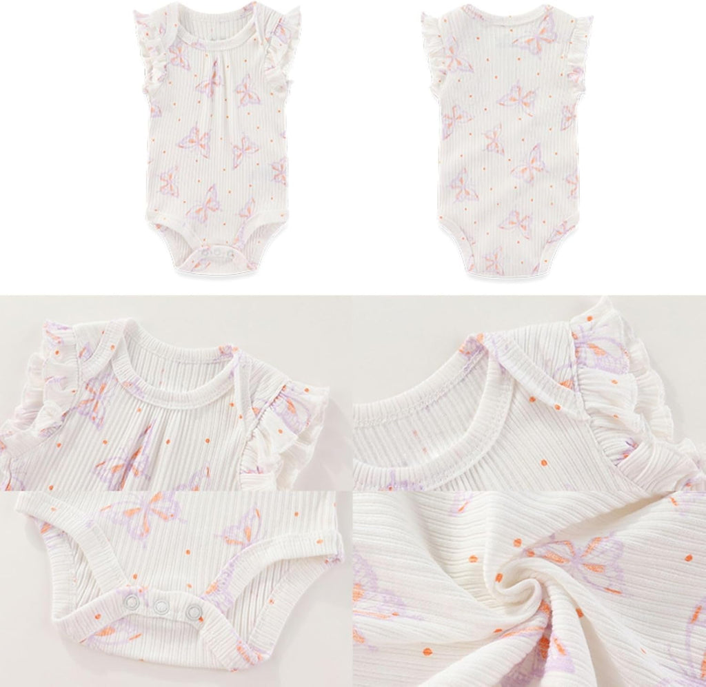 Four Seasons Baby Boy Girl Bodysuits 5-Pack Cotton Comfort Short Sleeve Baby Clothes Soft Infant Outfits