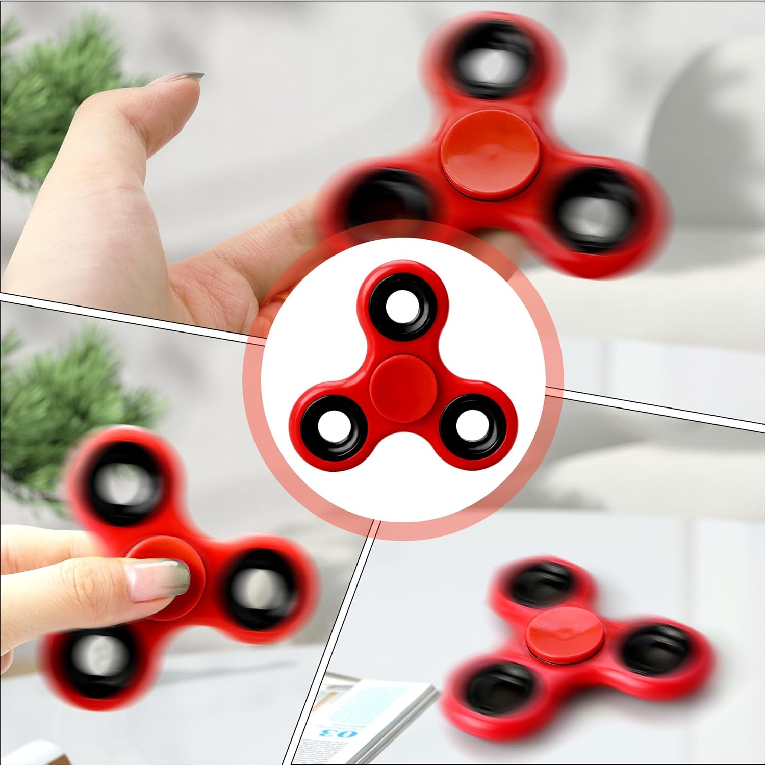 Sensory Fidget Toys, Fidget Toys for Kids 5-7, Fidget Toys Adults, Fidget Toy Pack with Fidget Pad, Fidget Spinner, Fidget Keychain Keyboard, Fridge Magnets Man (Red)
