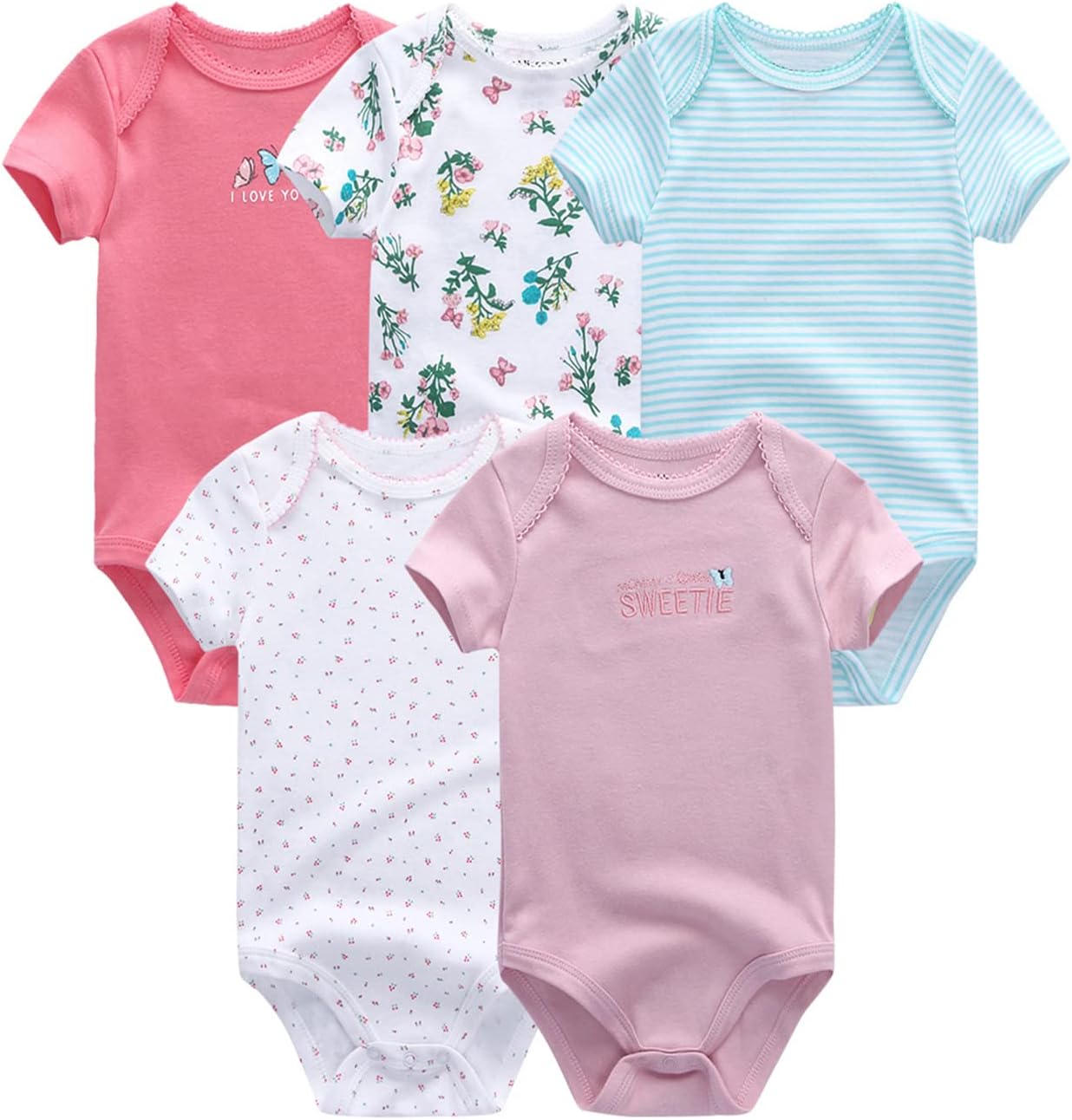 Newborn Layette Gift Set Bodysuits Pants for Baby Girl and Boy 24 Piece 100% Cotton Essentials and Accessories