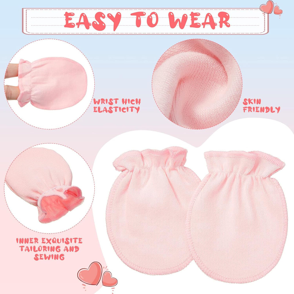 9 Pairs Newborn Baby Boys Girls Mittens 0-6 Months Infant Toddler Mittens No Scratch Solid Color Gloves