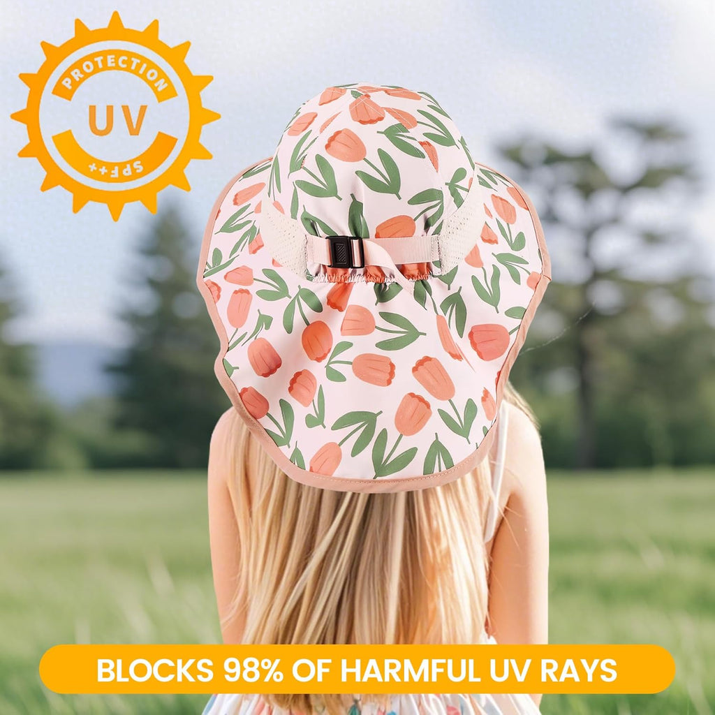Baby Sun Hat with Neck Flap for Sun Protection Toddler Beach Hat UPF 50+ Outdoors 0-6 Years Boys Girls