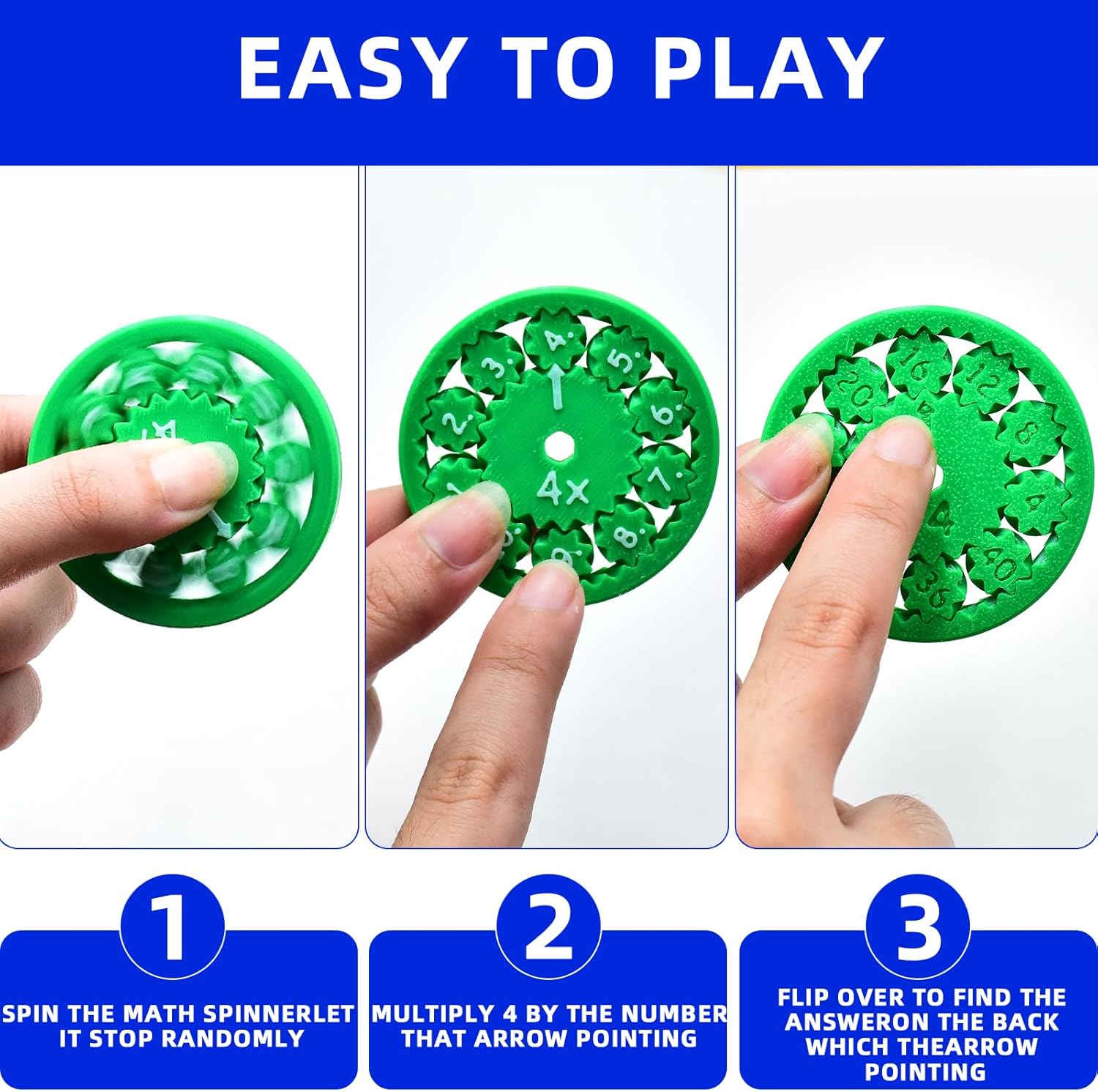 Math Fidget Spinners,Funny Educational Math Fact Tools,Math Learning & Education Toys Game,Creative Gift (9 PCS-Multiplication & Division)