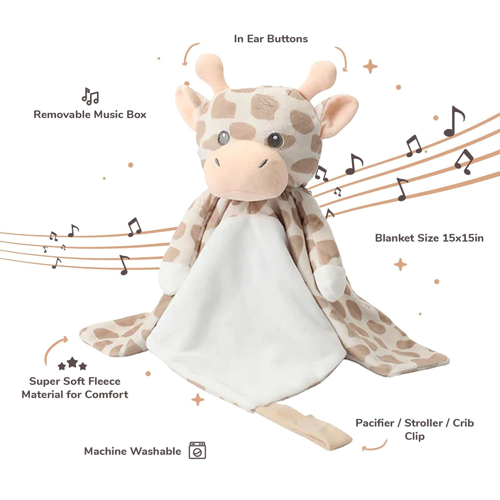 Love By Emi Baby Music Lovey Beige & White Giraffe, Baby Sleep Soother for Crib & Cuddle Bedtime, White Noise with Heartbeat & Lullaby, Plush Sound Toy, Stuffed Animal for Newborns, Infants & Toddlers