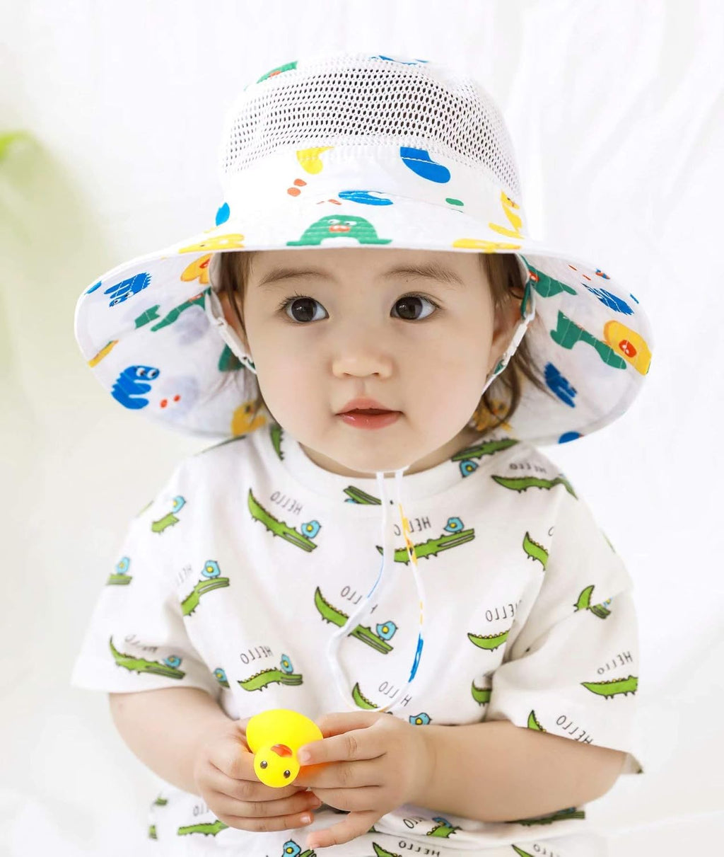Home Prefer UPF50+ Wide Brim Sun Hat Boys Girls Sun Protection Hat Zoo Beach Swim Safari Bucket Hat for Baby Toddler Kid