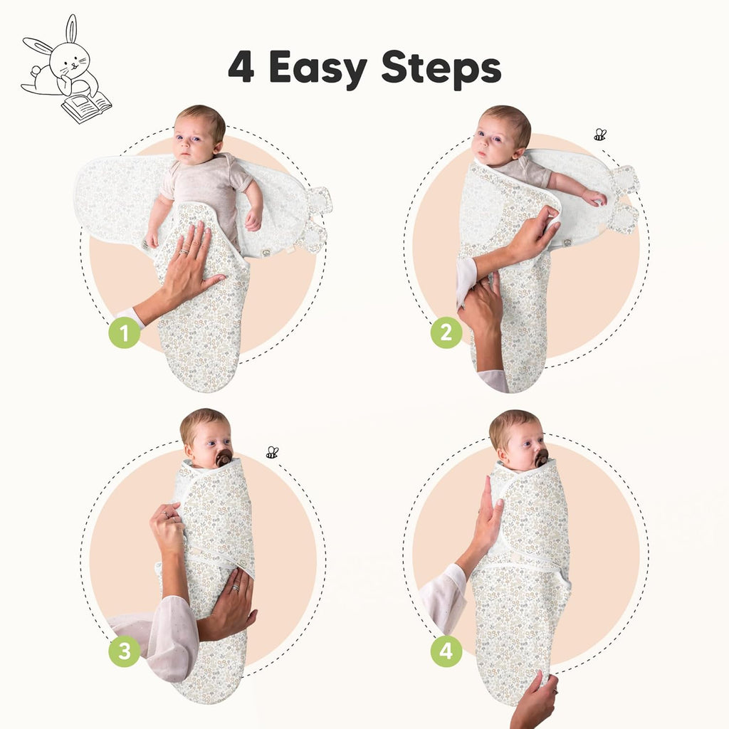 KeaBabies 3-Pack Organic Baby Swaddle Sleep Sacks - Swaddles for Newborns, Infant 0-3 Months, Baby Girls, Boys, Soft & Snug Newborn Sleep Sack, Nursery Swaddling Blankets (Prairie)