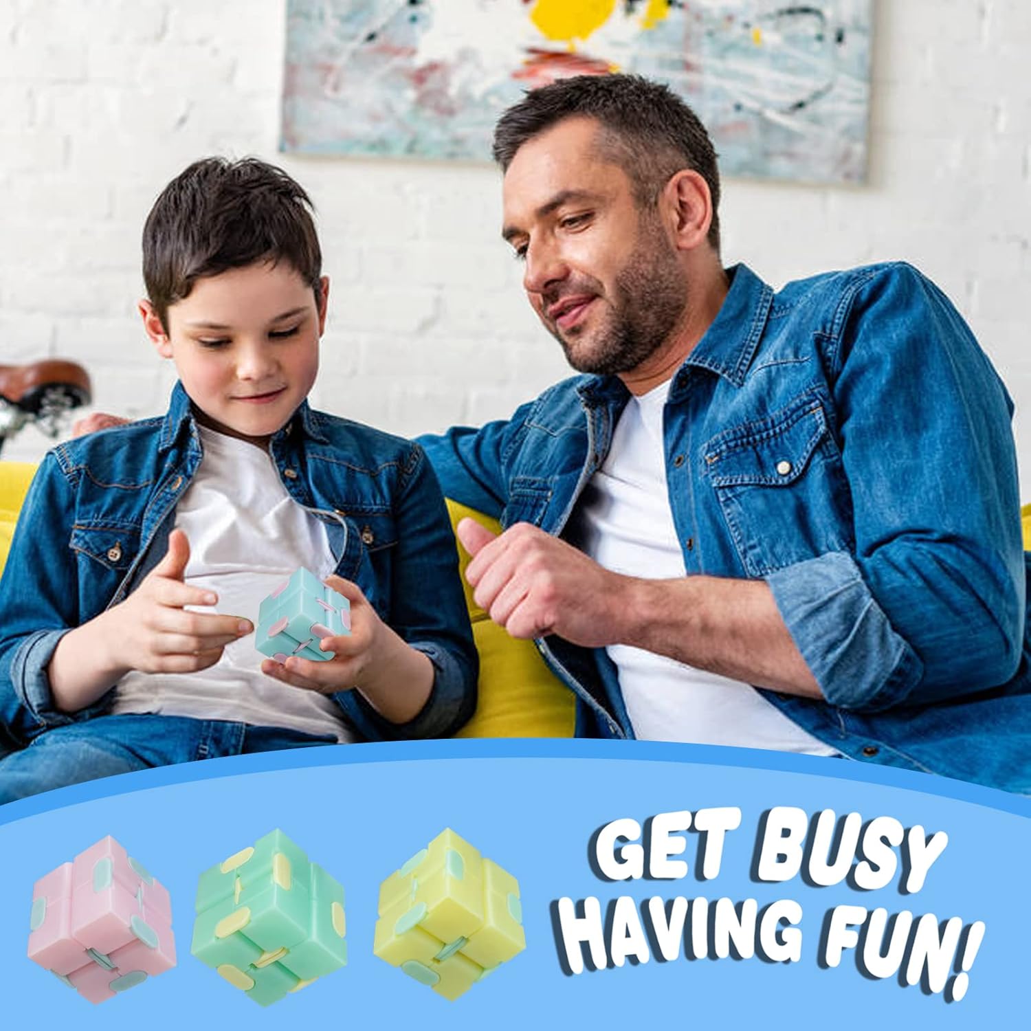 Infinitycube Fidget Toy Stress Relieving Fidgeting Game for Kids and Adults,Cute Pocket-sized Unique Gadget for Anxiety Relief and Kill Time (4, Light Up Macarons)