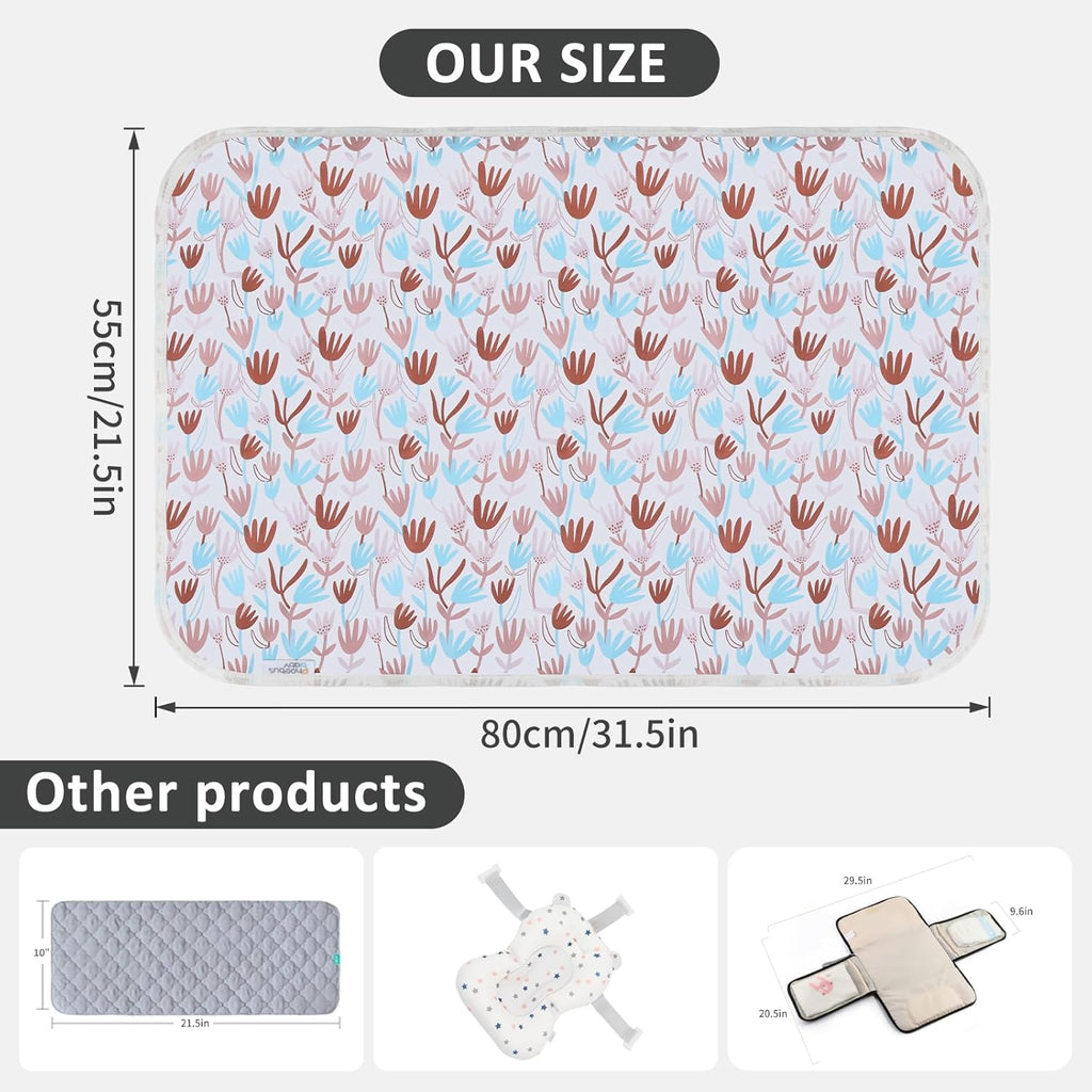 Baby Diaper Changing Pad, 21 5/8" x 31.5" Waterproof Changing Pad Liners - Reusable Soft and Absorbent Portable Changing Mat(Tulip1PCS)