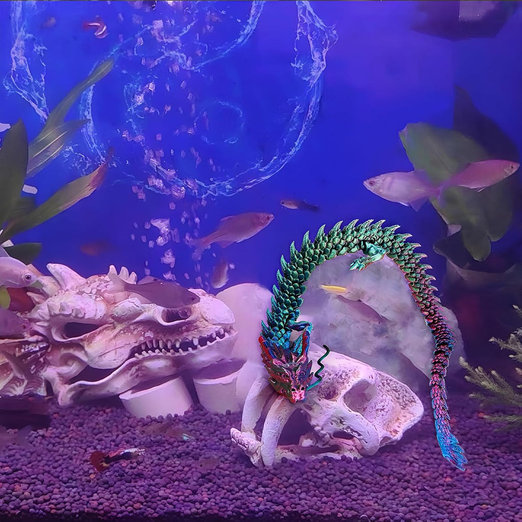 3D Printed Dragon Fidget Toy, 18in Surprise Mystery Dragon, Crystal Dragon Fidget Toy, Articulated Pye Dragon Fish/Display Cabinet/Home/Office Desktop Decor (Copper)