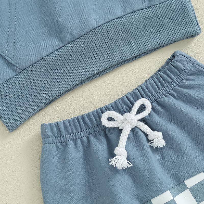 Toddler Baby Boy Summer Hooded Outfit Contrast Color Short Sleeve T Shirt Top Elastic Shorts Summer Clothes Set