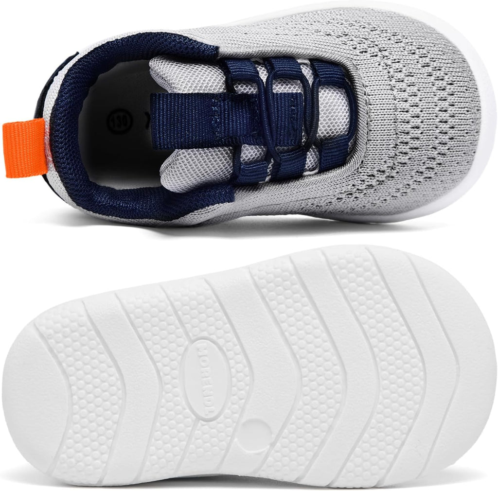 MORENDL Toddler Slip On Sneakers Baby Walking Shoes Non-Slip Breathable Unisex Pink Mesh Lace-Up Athletic Sneakers Infant Running Shoes