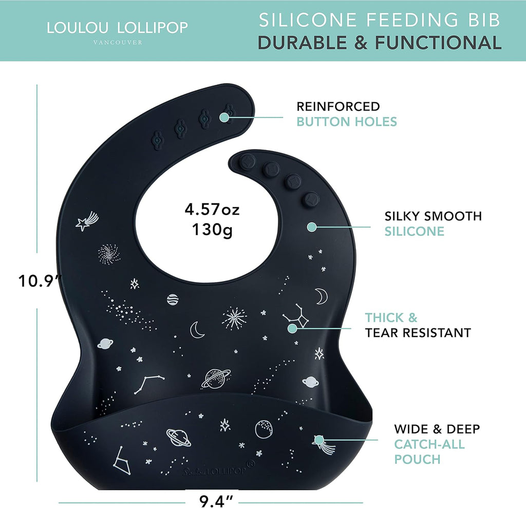 Loulou Lollipop Soft, Waterproof Silicone Feeding Bib for Babies and Toddlers