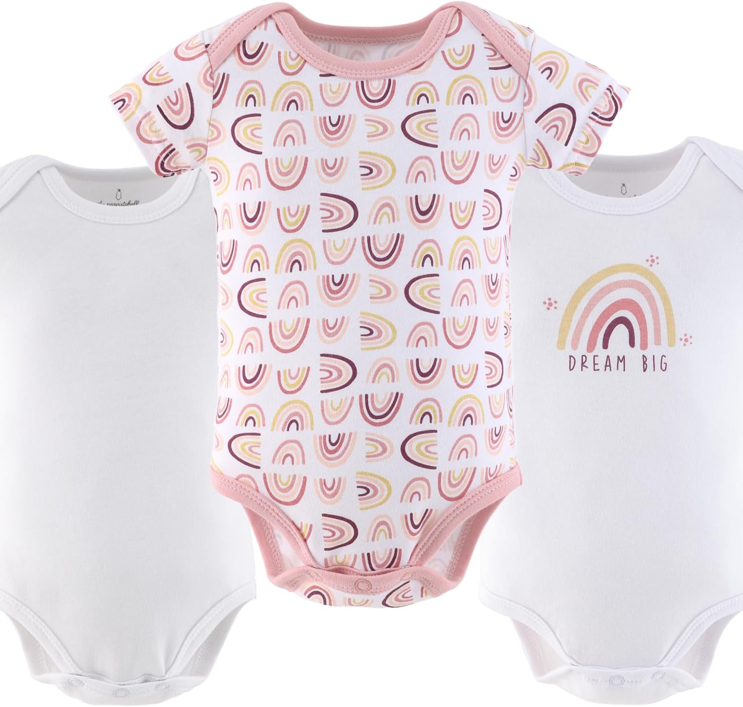 The Peanutshell Baby Girl Short Sleeve Bodysuits - 100% Cotton Infant Outfits, 0-24 Months - Rainbow Safari