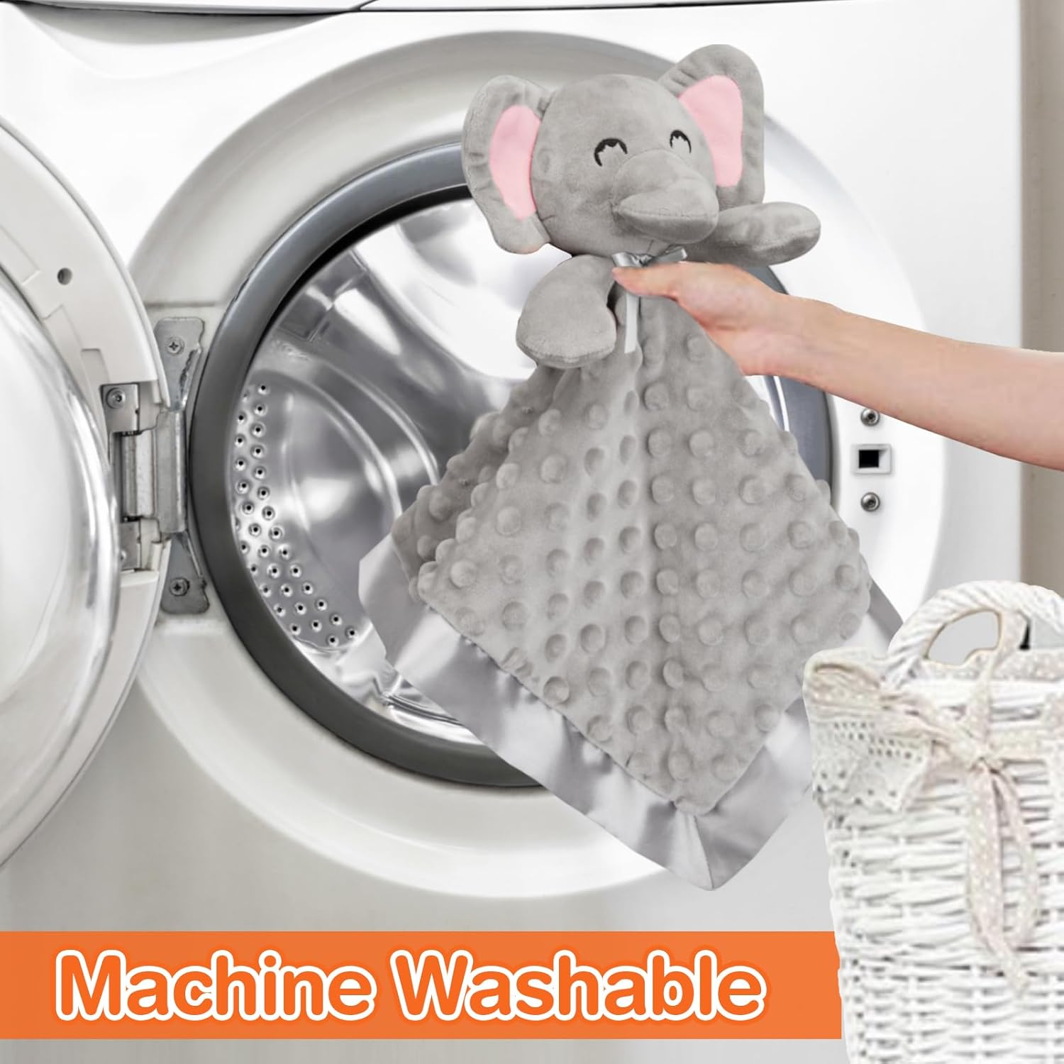 Loveys for Babies, Soft Baby Security Blanket Lovies for Babies, Stuffed Animals Blankie for Newborn Infant with Baby Snuggle Toy, Boys Gilrs Gifts Grey Elephant Security Blanket 16 Inch