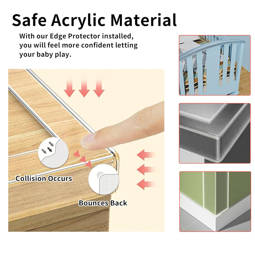 3Pack Soft Corner Protectors for Furniture Strip,2 in x 9.84 Ft,Wall Corner Bumper Tape,Desk Edge,Baseboard Protector,Clear Cabinet Door Protector Edge Guard,Crib Rail Covers for Teething