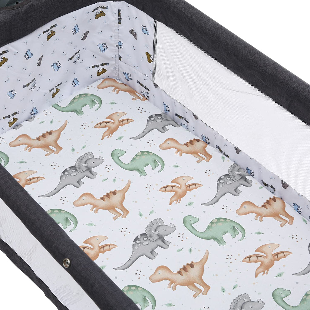 Pack n Play Sheet Stretchy Fitted Portable Mini Crib Sheets Set 3 Pack,Playard Sheets Convertible Playard Mattress Cover,Ultra Soft Jersey Material,Sun/Forest Deer/Dinosaur