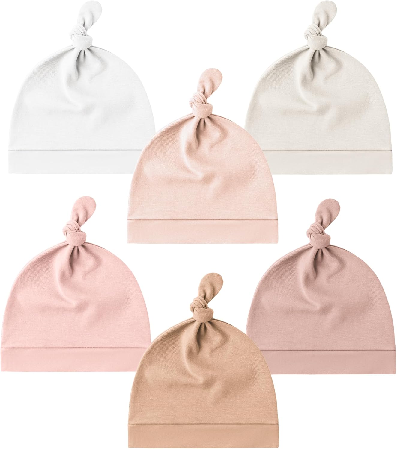 Konssy 6 Pack Baby Newborn Hats Set Knot Beanie Hats Soft for Infant Baby Girls Boys Caps 0-6 Months