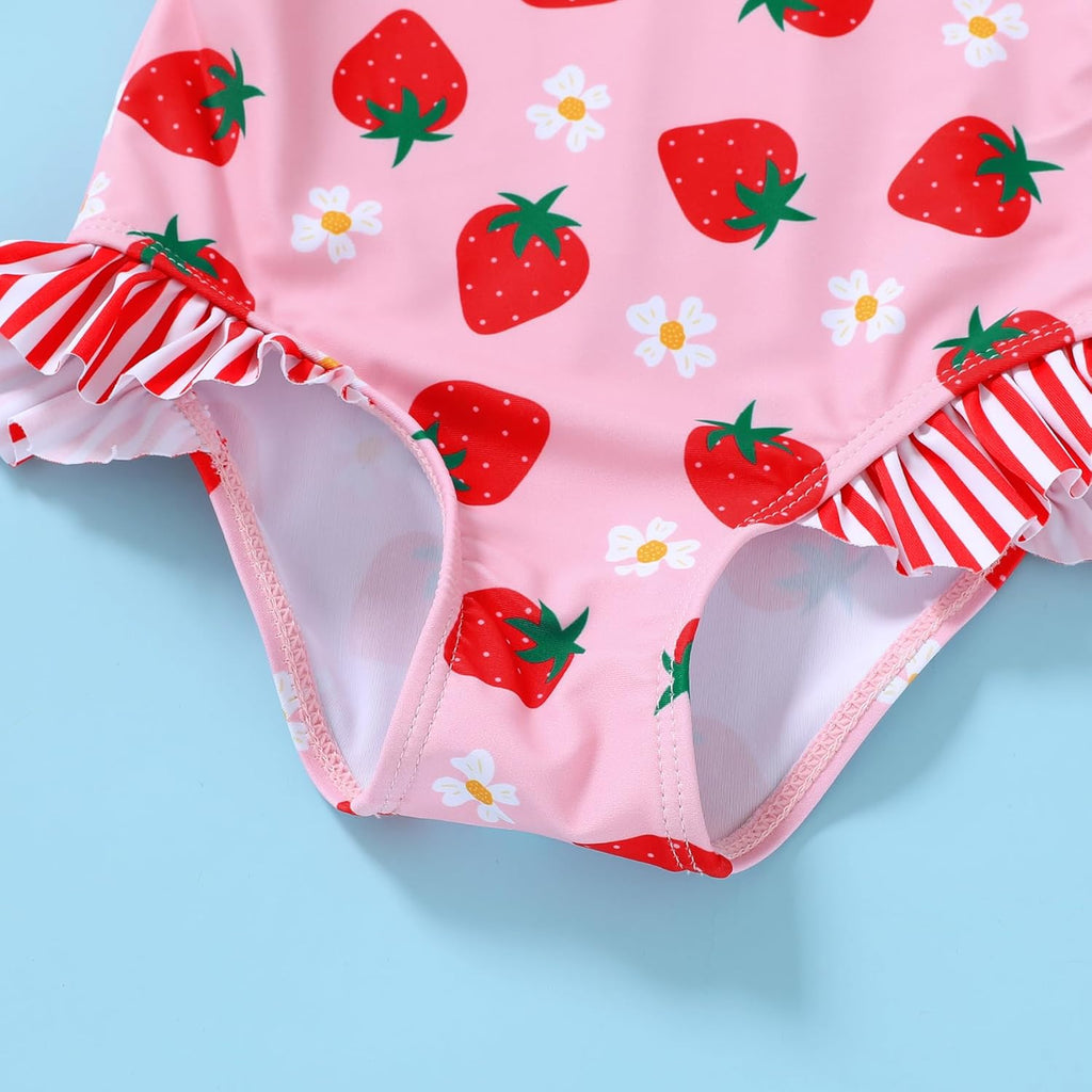 Tiny Cutey Toddler Girl Swimsuit Ruffled Stripe Sleeveless Swimwear One-Piece Baby Girl Bathing Suits