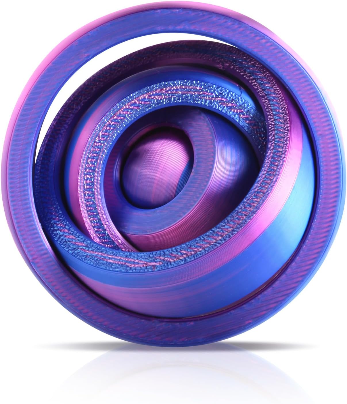 3D Printed Fidget Spinners, Funny Pocket Fidget Toy, Anxiety&Stress Relief Toys, Rotating Rings Toy for Kids&Adults, Home Office Decor&Gifts(Red Blue Gradient)