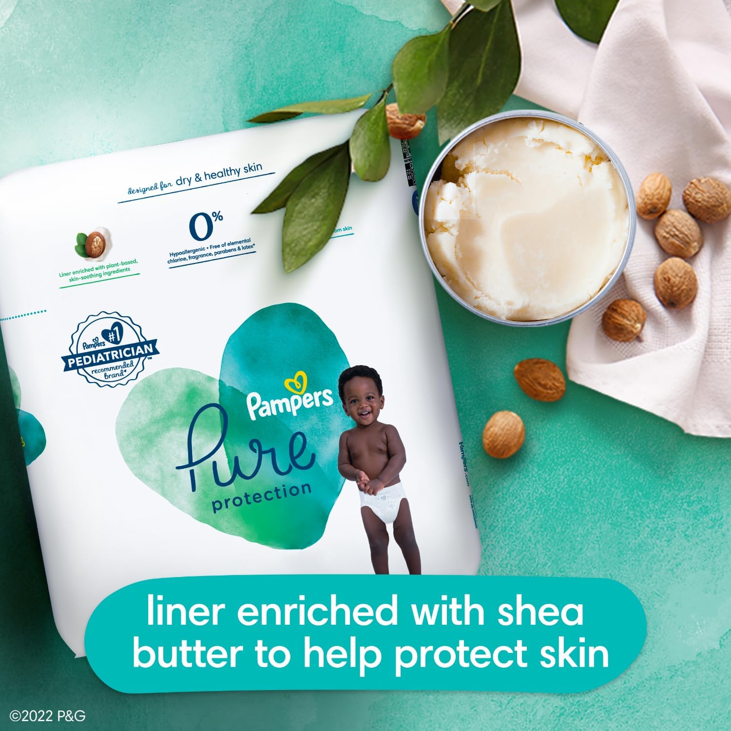 Pampers Baby Diapers - Pure Protection - Size 7, 60 Count, for up to 100% Leakproof, Premium Plant-based Skin Protection