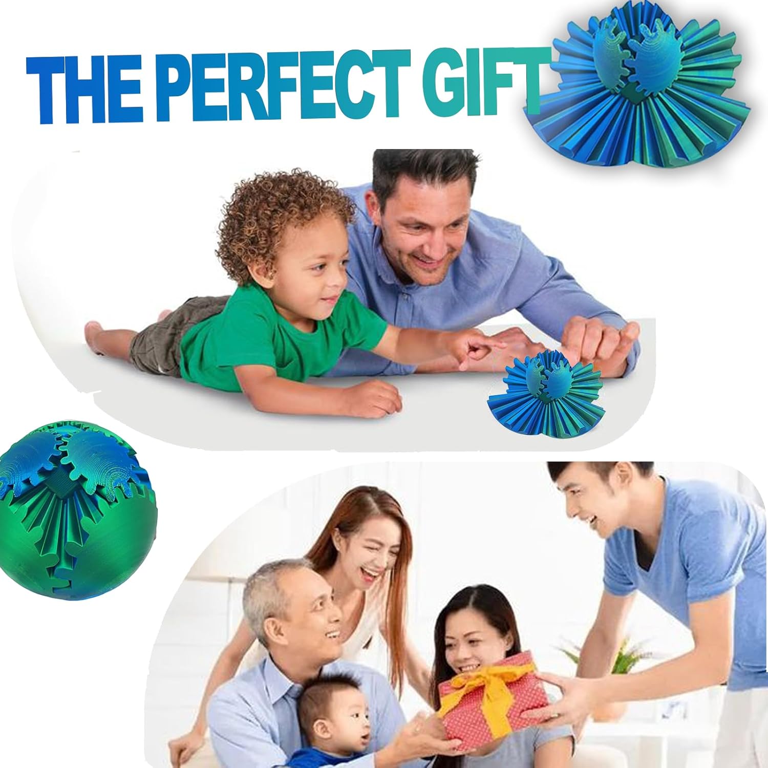 Gear Ball, 3D Printed Gear Ball, Spin ADHD Gear Ball, 3D Printed Gear Ball Rotating Ball Gear Fidget Toy for Relieving Stress and Anxiety, Suitable for Adults and Children Over 6 Years Old.