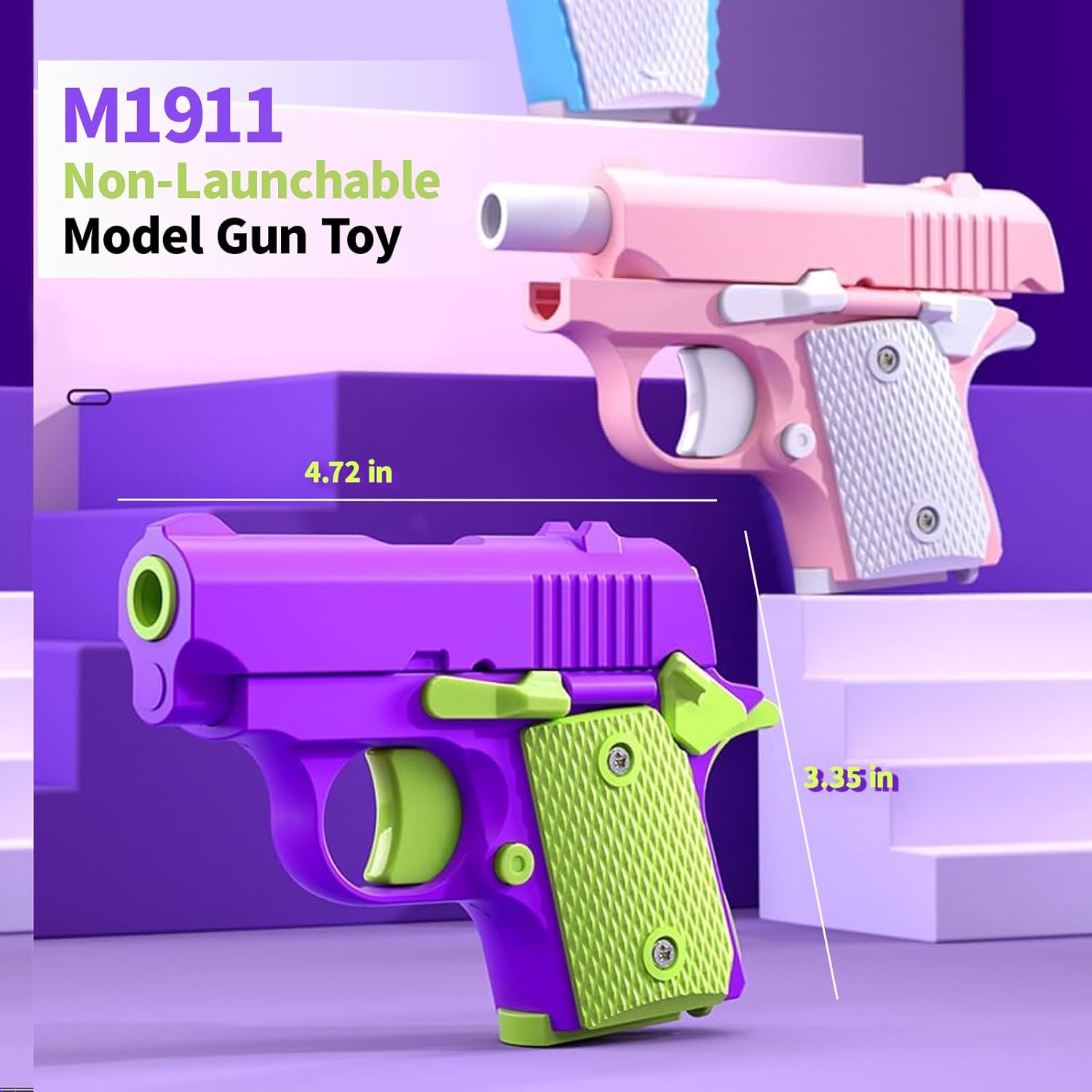 1911 3D Printed Small Pistol Toys, Stress Relief Pistol Toys for Adults, Fidget Toys Suitable for Relieving ADHD, Anxiety, Suitable Toys for Friends Adults and Kids Best Gift