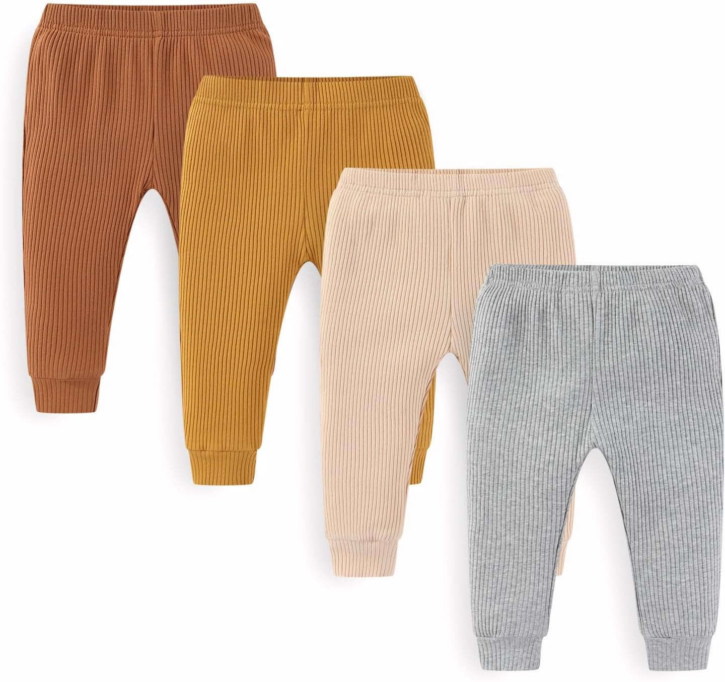 Unisex Baby Boy Girl Pants Sets Ribbed Soft Infants Bottoms Casual 4 Pack 0-24 Month Babies' Leggings
