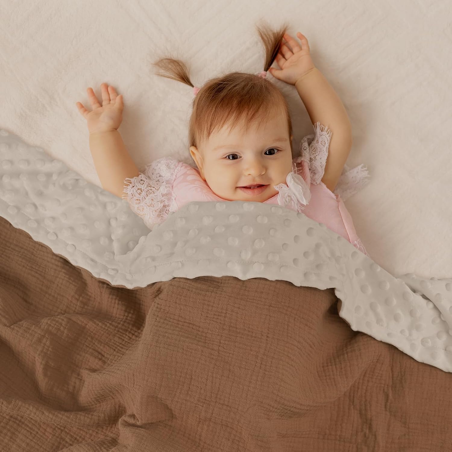 GLLQUEN BABY Blankets for Unisex Boys Girls, 2-Pack Muslin Cotton Front Soft and Breathable, and Dotted Fleece Backing, Printed Bed Nursery Minky Blankets for Toddler Newborn, Starry, 30 x 40 inches