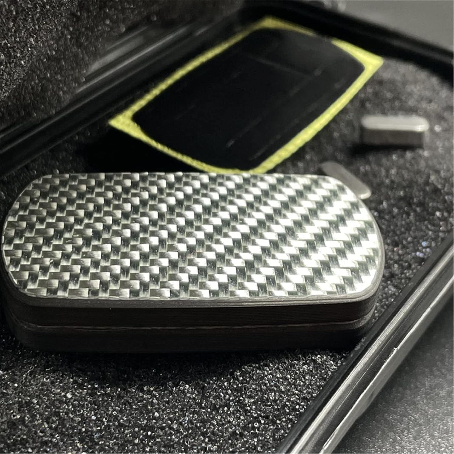 Rectangular Block Carbon Fiber Push Haptic Slider Adult Fidget Toys EDC ADHD Tool Anti-Anxiety Fidget Slider Stress Relief Toys Cool Stuff for Men (Silver Texture)