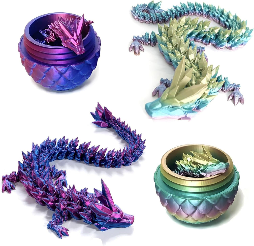 3D Printed Dragon Egg,Mystery Crystal Dragon Fidget Toys,Articulated Dragon,Home Desk Decor Easter Surprise Dinosaur Eggs,Adults Fidget Toys for Autism/ADHD