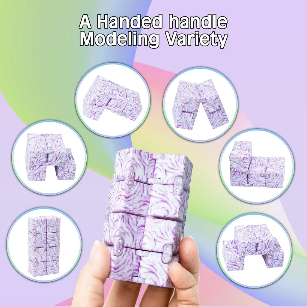 Infinitycube Fidget Toy, Unique Tie-Dye Infinitycube for Kids and Adults, Fidget Toy Relaxing Hand-Held Fidget Toy for Stress Relieve and Anxiety Relief (Pink)