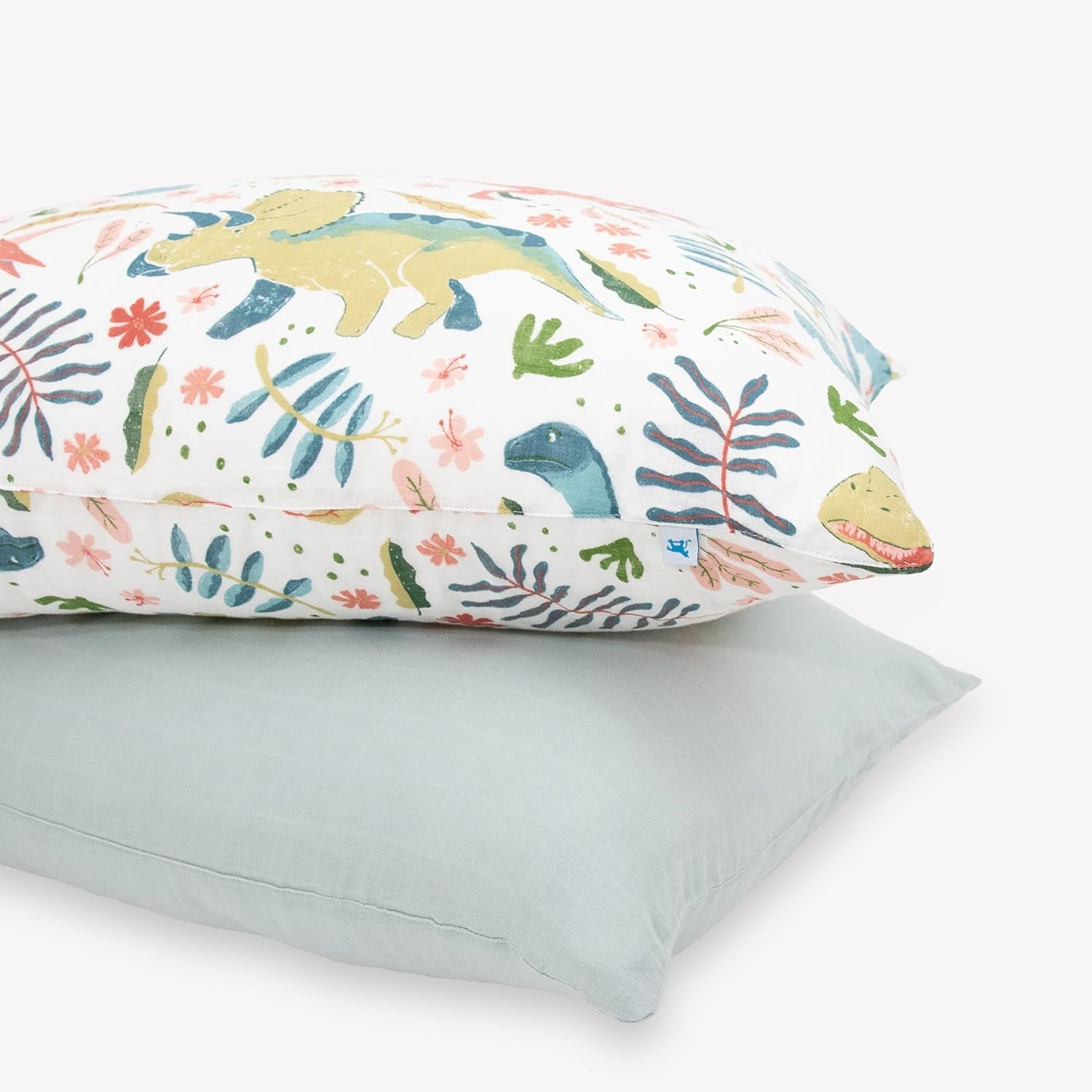 Little Unicorn Standard Pillowcase 2 Pack | Super Soft & Breathable Muslin Fabric | Snug Envelope Closure (Boho Dino)