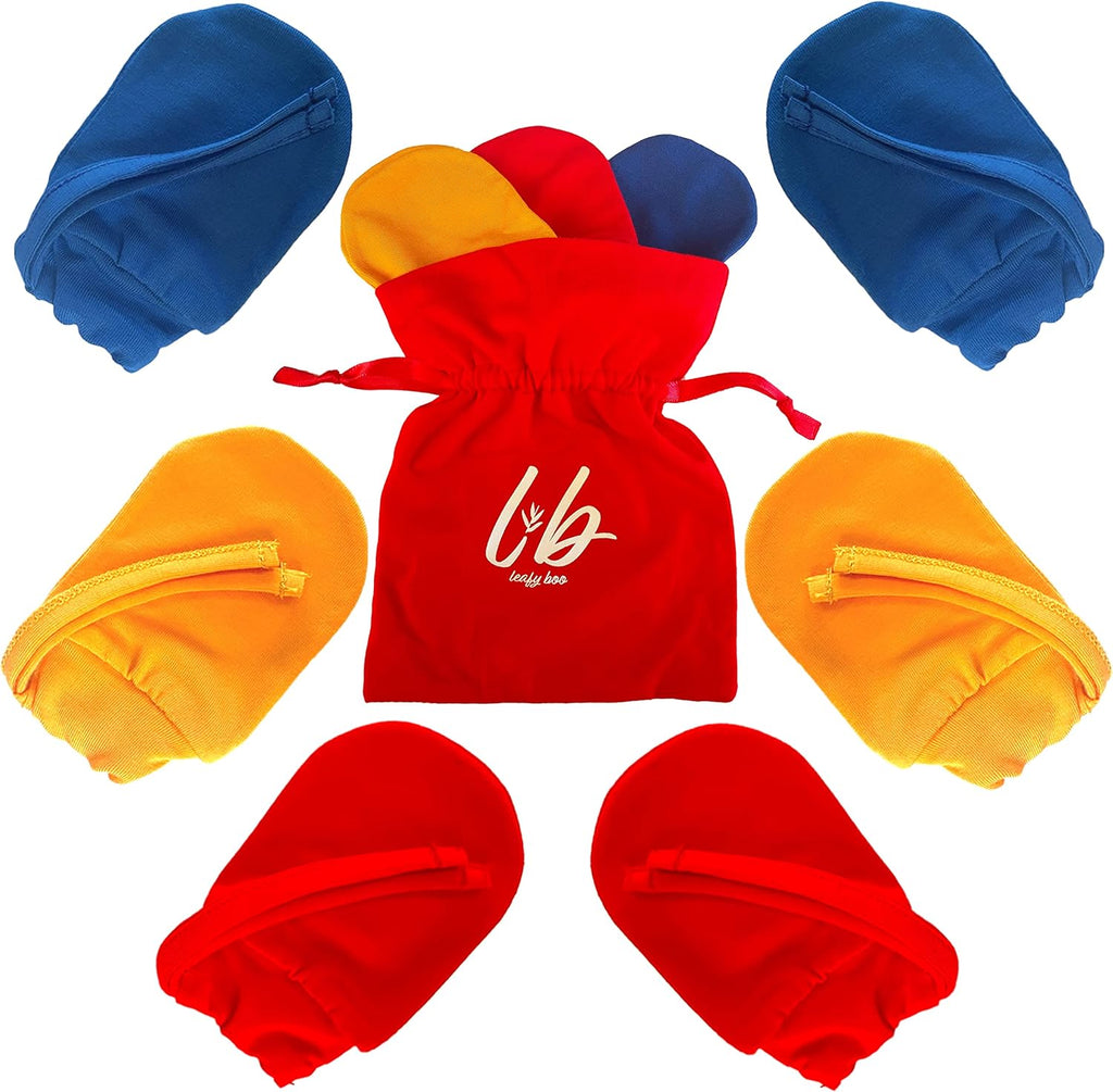 Bamboo Baby Mittens for Eczema, 6-12 Months, Baby Gloves for Dry Skin, Overnight Moisturizing Gloves, 3 Pairs