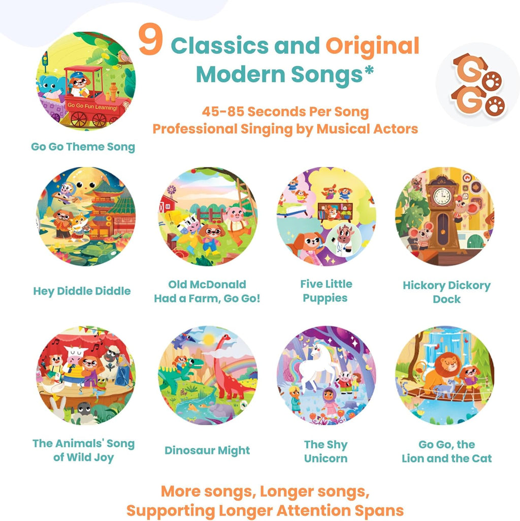 GO GO 9 Creative Animal Nursery Rhymes: Interactive Book for 1 Year Old, Sound Books for Toddlers 1-3, Musical Books for Toddlers 1-3, Music Book for Toddlers 1-3, Baby Books with Sound, Singing Books