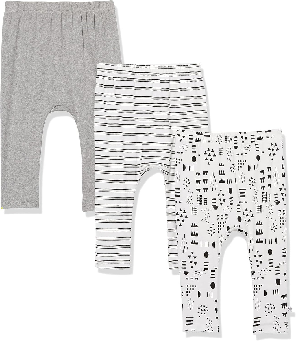 HonestBaby Multipack Harem Pants Roomy Fit Pull on Bottoms 100% Organic Cotton for Infant Baby Boys, Girls, Unisex