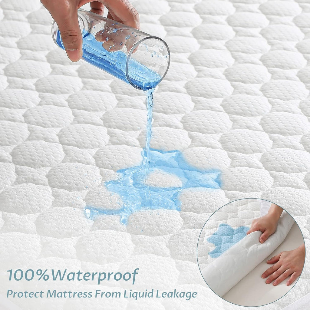 Queen Size Waterproof Mattress Protector Fitted Quilted Mattress Pad Cover with Deep Pocket Up to 18''