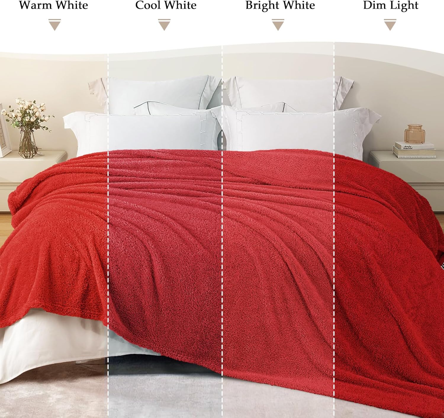 Exclusivo Mezcla Fleece Blanket for Couch, Soft and Cozy Twin Blankets for Women Men Girls Kids, Suitable for All Seasons, Red, 60x80 Inches