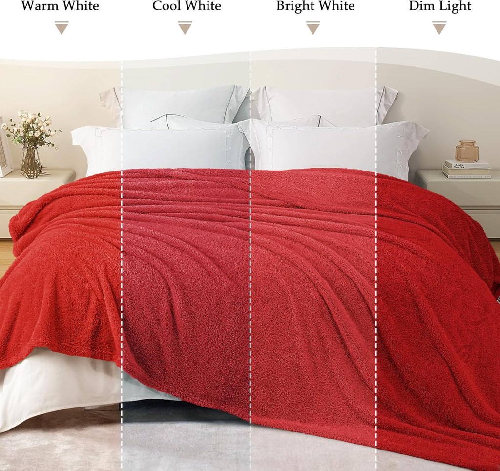 Exclusivo Mezcla Fleece Throw Blanket for Couch Sofa, Soft Warm and Fluffy Blankets for Women Men Girls Kids, Suitable for All Seasons, Red, 50x60 Inches