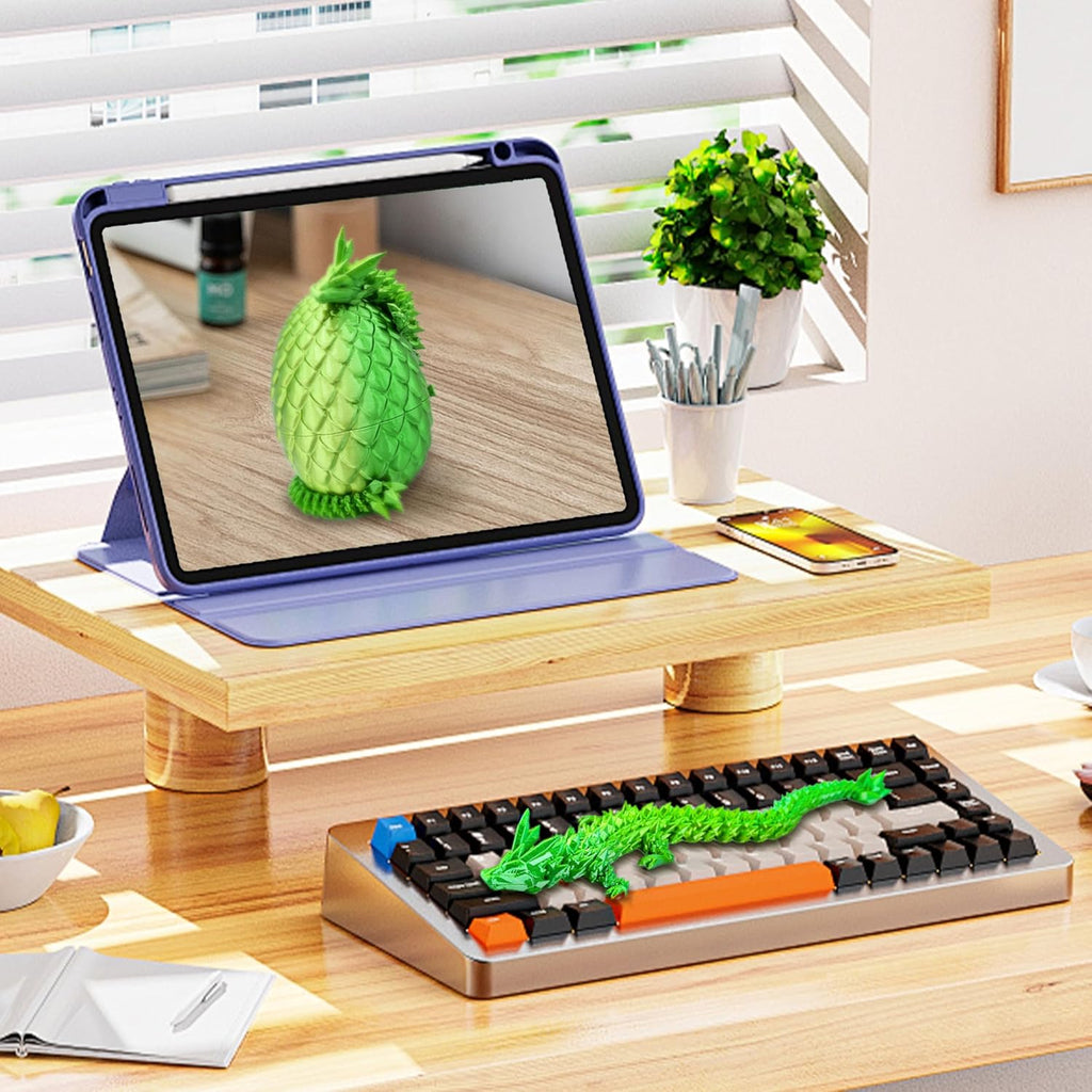 3D Printed Dragon,Dragon Eggs with Dragon Inside,Articulated Crystal Dragon Toys for Kids Home Decor, Executive Dragon Fidget Desk Toys (Lser Yellow & Green)