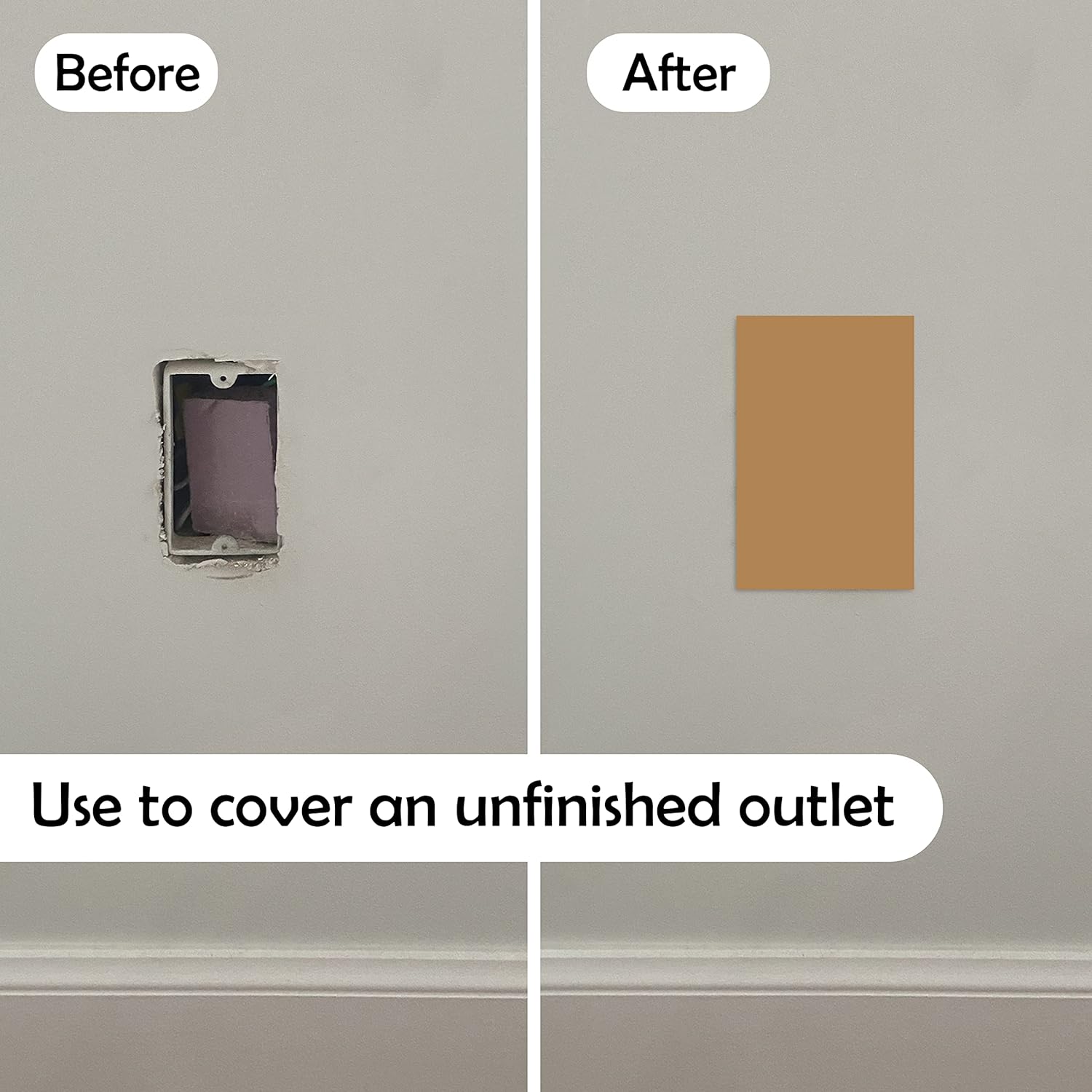 Rubber Bond Self-Adhesive Rubber Wall Outlet Cover Plate 5 Pack - Easy to Apply Peel & Stick Drywall Hole Patch - 5x3 Inch Screwless Blank Wall Plate Cover - Premium Rubber Wall Hole Cover (Brown)