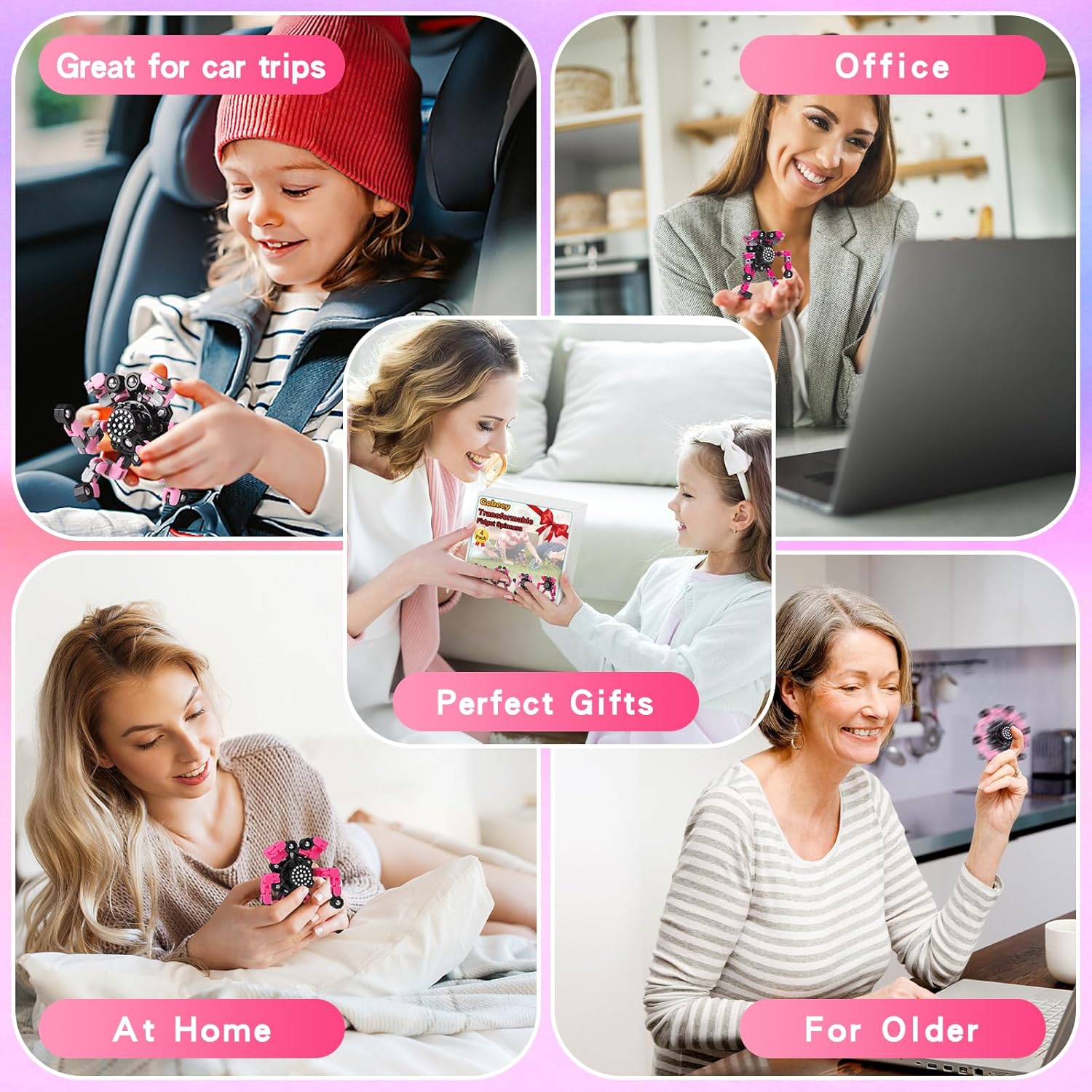 Fidget Toys for Teen Girls, Transformable Fidget Spinners,Autism ADHD Stress Relief Sensory Toys for Boys and Girls, Stocking Stuffers for Kids Adults