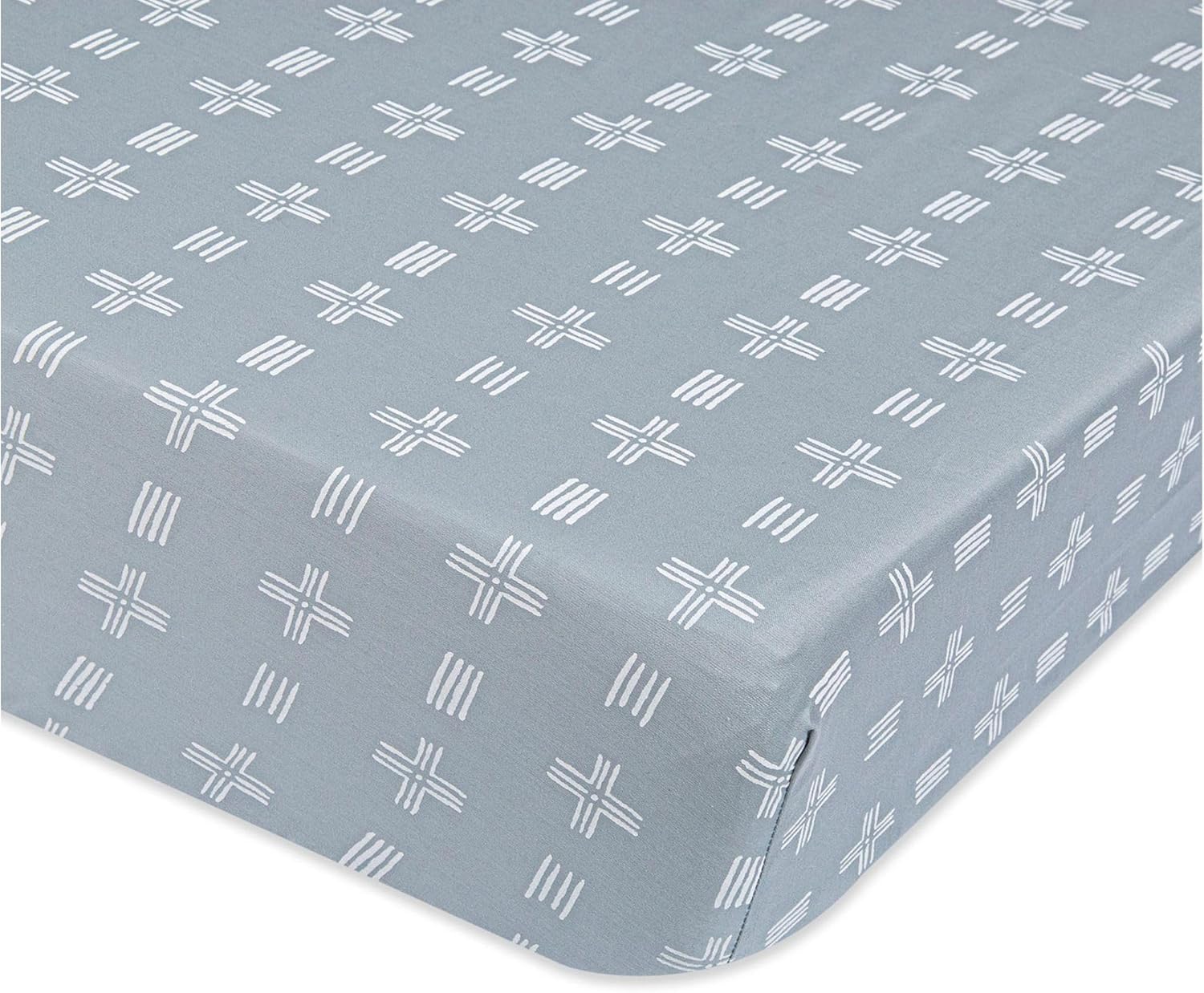 Crane Baby Soft Cotton Crib Mattress Sheet, Fitted Sheet for Cribs and Toddler Beds, Blue River Dash, 28”w x 52”h x 9”d